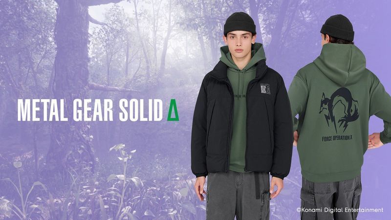优衣库与《合金装备3重制版》联名夹克款式展示，黑色与卡其色设计，印有游戏标志性图案