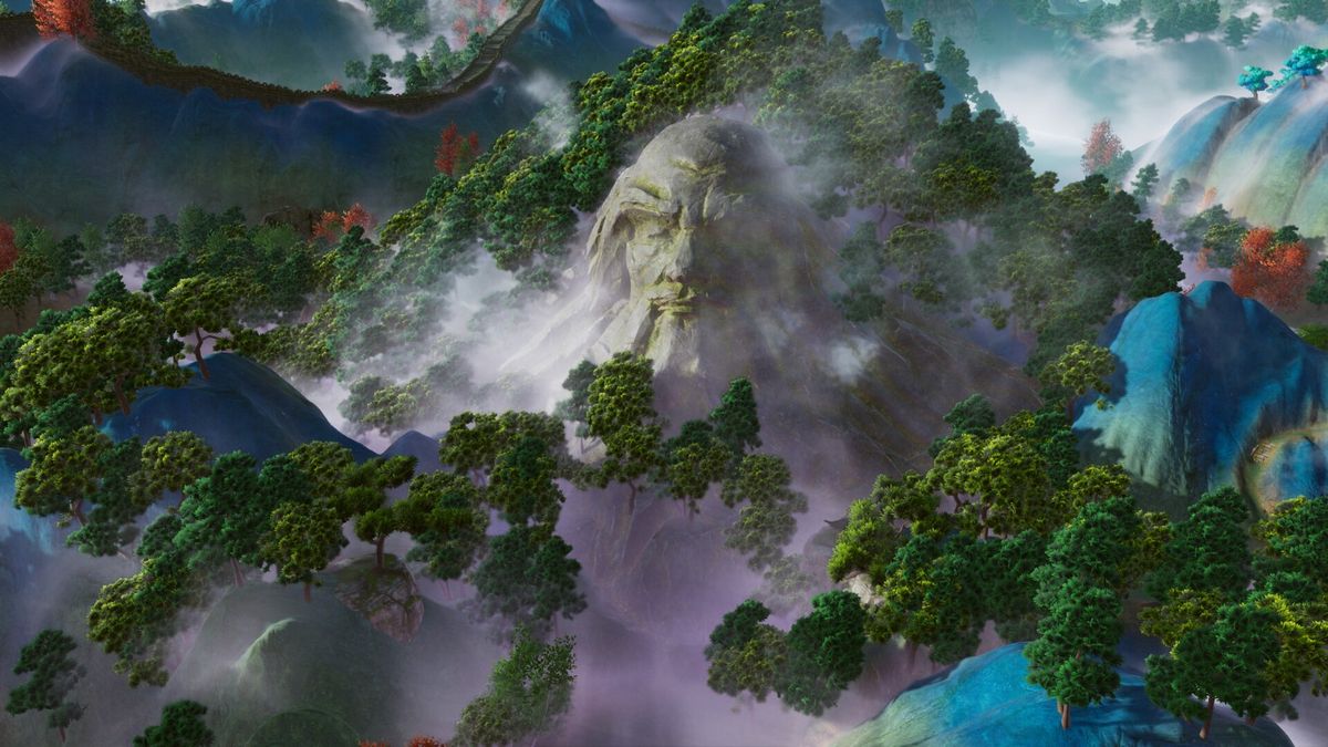 玩家建造的庭院场景，绿植与建筑和谐统一