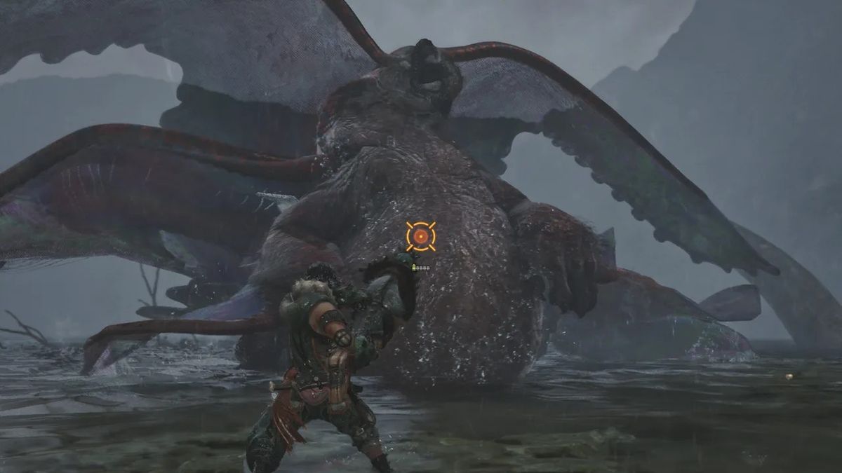 猎人使用弓箭瞄准怪物头部，视角调整更加自然流畅