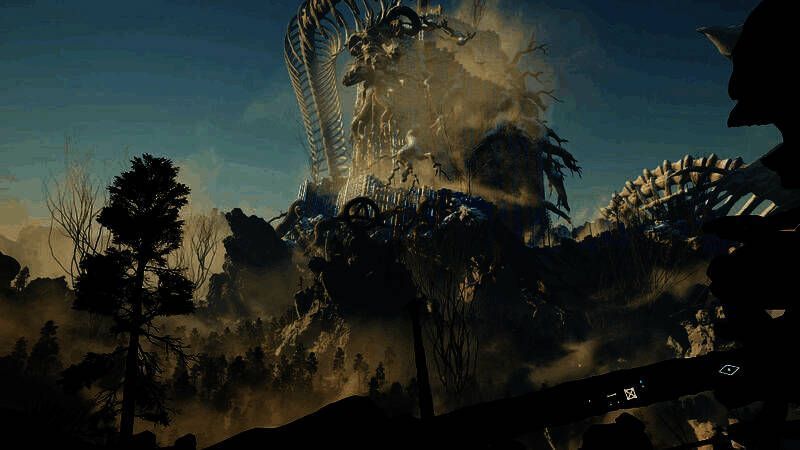 怪物战斗场景，猎人与巨型噩梦生物激烈对抗