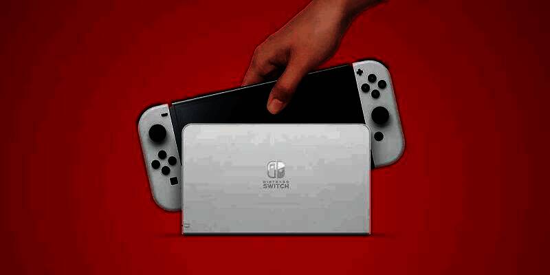 Switch2掌机概念图，展示可拉出式支架设计，支架类似底部把手结构