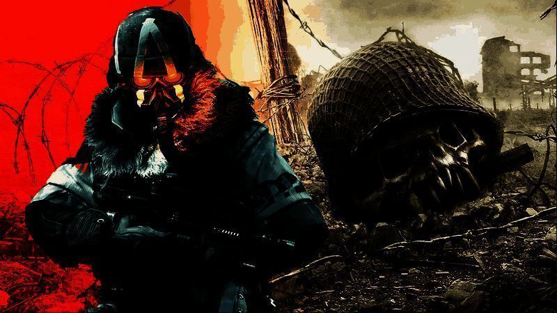 《杀戮地带》游戏画面，激烈战斗场景，角色持枪对战