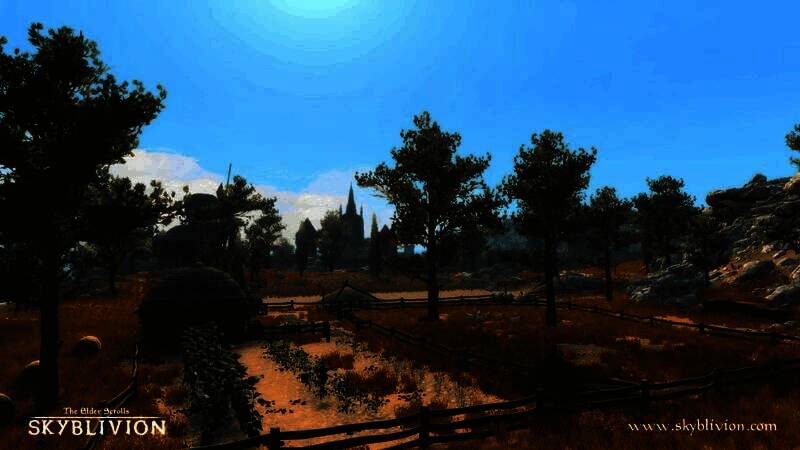 《上古卷轴5》Mod“Skyblivion”截图，远方山脉与天空融合，氛围感十足