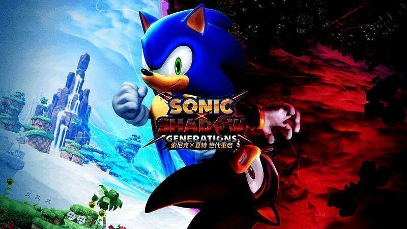 《索尼克×夏特 世代重启》游戏封面宣传图，展示索尼克与夏特并肩而立的英姿