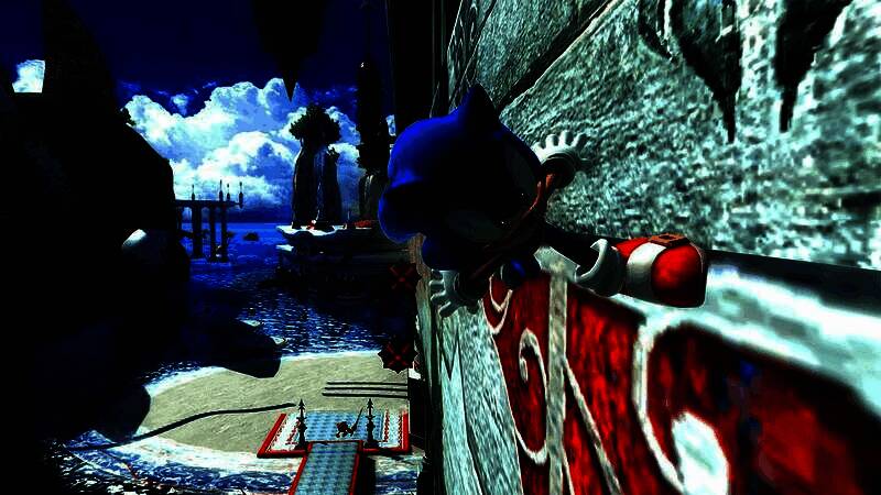 海滨丘陵关卡中，索尼克驾驶卡丁车在沙滩与遗迹间飞驰