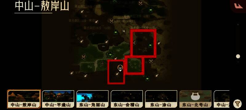 游戏地图中标注的跂踵刷新点位信息