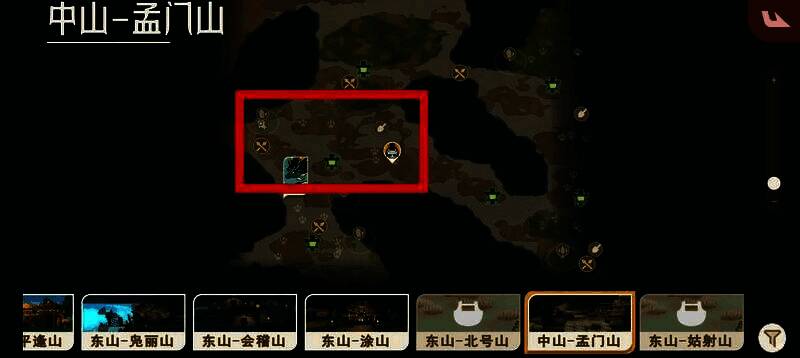 孟门山湿地三足鳖刷新点地图截图，显示常见刷新区域