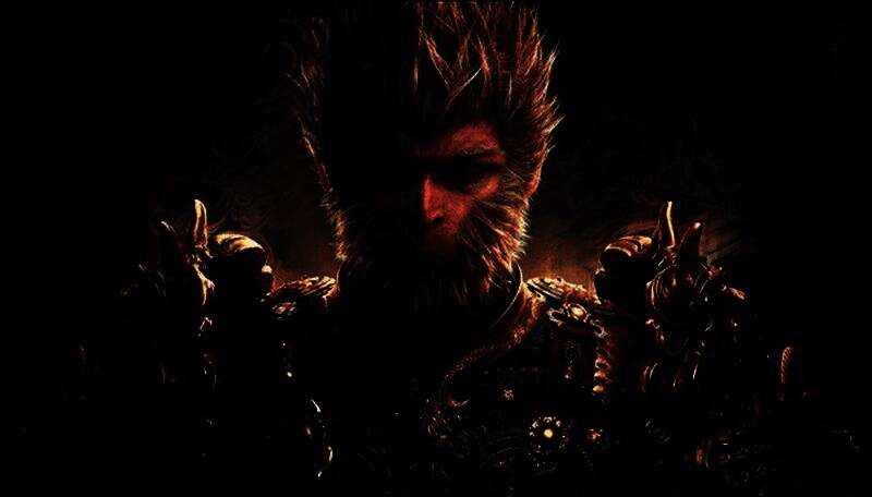 游戏《黑神话：悟空》中孙悟空形象展示，身穿铠甲，手持金箍棒，眼神锐利