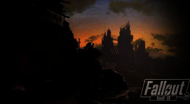 MOD项目宣传图，展示《辐射4》中还原初代场景的概念设计