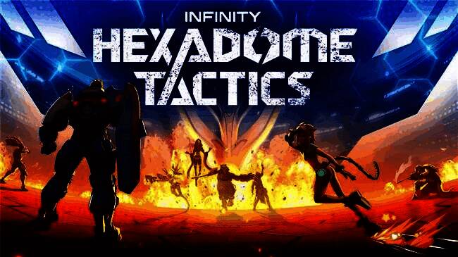 游戏封面图，展示HexaDome竞技场全景与多位角色形象，背景为未来科技感十足的银河舞台