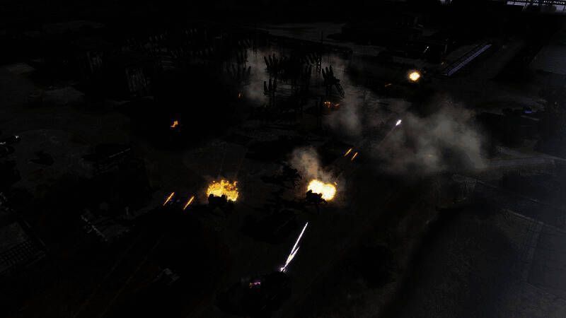 玩家视角下的军团基地，各种机械单位正在集结待命