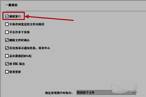 一般设置页面中捕捉窗口选项被勾选状态