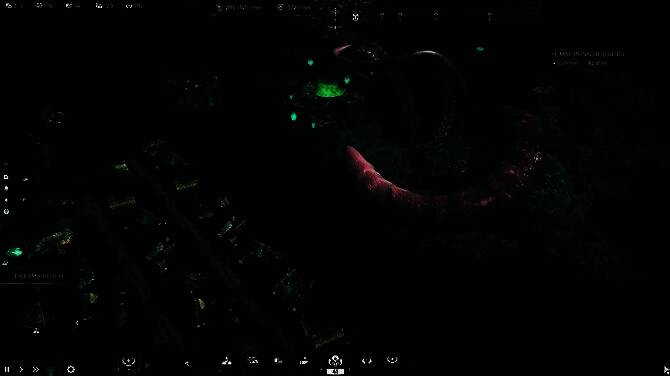 玩家建造的城市全景，建筑风格诡异，街道中穿行着狂热信徒