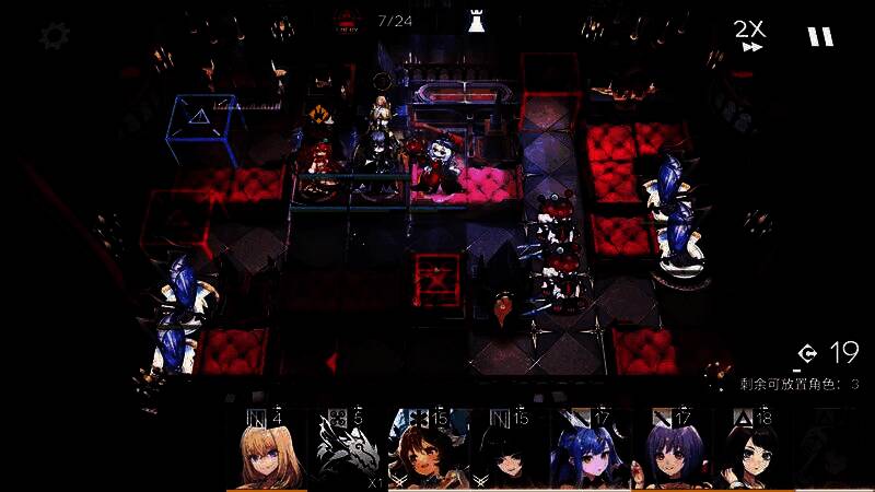 突袭EX-8关卡最终部署图，展示全主力干员阵型