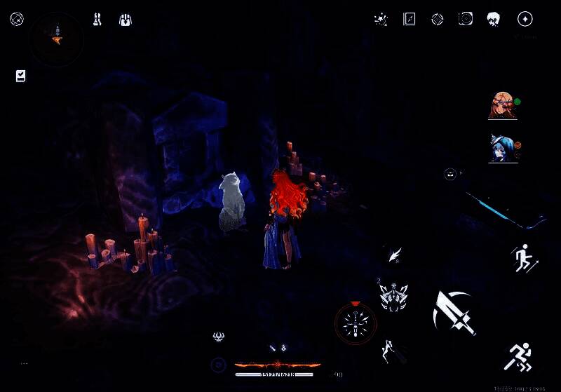 第三个神龛位置，呜獭獭站在石龛旁，周围环境清幽