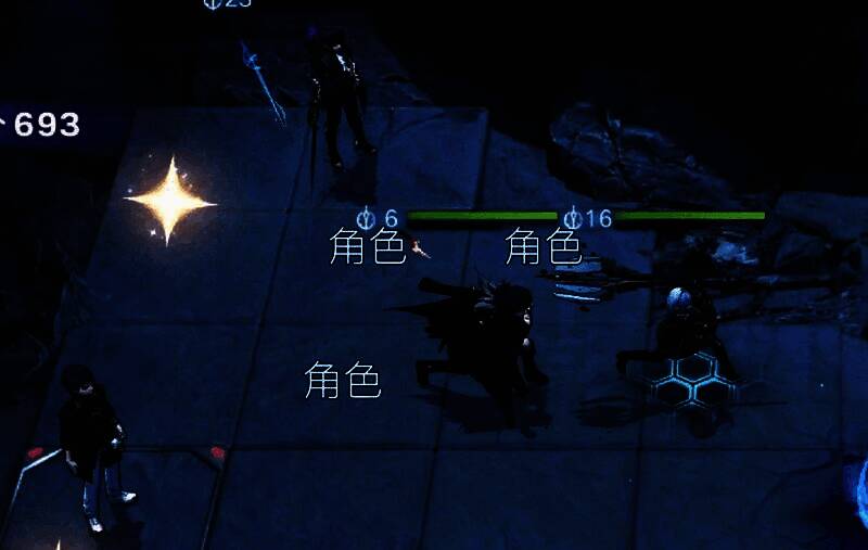 希格林德战斗场景截图，身穿重甲持盾格挡，周身环绕蓝色护盾特效，敌人攻势被成功拦截