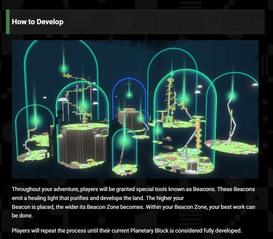 玩家使用信标建立私人建造区，周围形成半透明能量罩