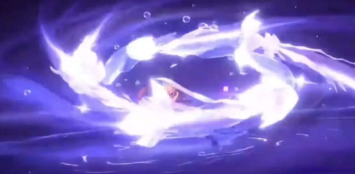 战斗画面展示长夜月释放终结技，召唤出“长夜”忆灵，周围浮现蓝色能量光环