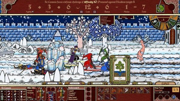 战斗场景截图，骑士挥舞长剑对抗披着黑雾的神秘敌人，魔法符文在空中闪烁