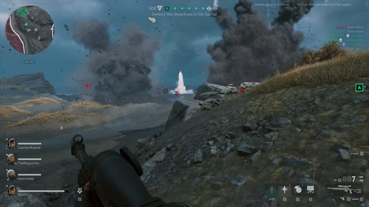 狙击手潜伏在高楼边缘，瞄准镜中锁定远处目标，环境细节逼真