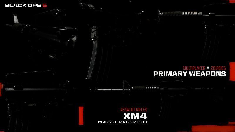 《黑色行动6》游戏界面展示多把首发武器排列图，枪械设计风格硬核写实