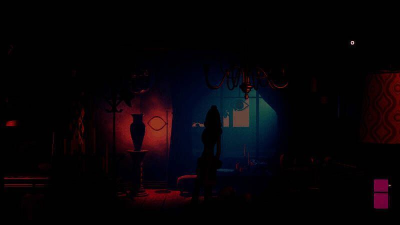 角色手持发光水晶进行通灵仪式，眼前浮现出半透明的灵魂影像