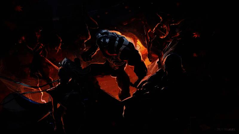 《漫威争锋》多人对战实机画面，两名玩家操控钢铁侠与雷神激烈交火，场景特效华丽，展现高水准画面表现