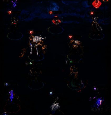 《不朽箴言》战斗场景截图，刺客角色集体突袭敌方后排，技能特效密集炸裂