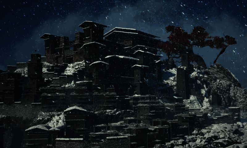 游戏内桃坪羌寨场景，石屋错落有致，展现独特的民族建筑风格