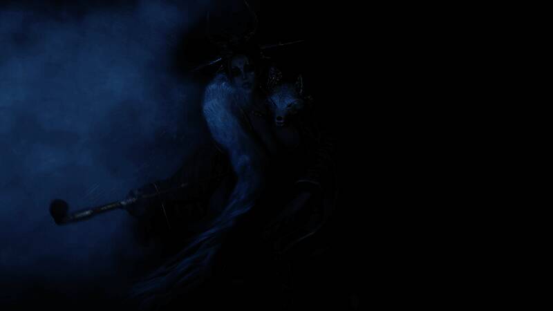 雪堡夫人立绘，身穿华贵长袍，神情冷峻，坐于高座之上