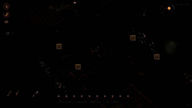 游戏中玩家操控的RailGod正面特写，车头呈现出狰狞的兽类面部特征，金属与血管交织，散发出暗红色光芒