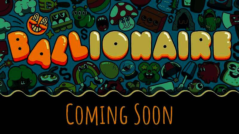 《弹球亿万富翁》游戏主界面展示，色彩鲜艳的弹珠台中央一颗金色弹球即将落下，周围布满各种触发装置和金币特效