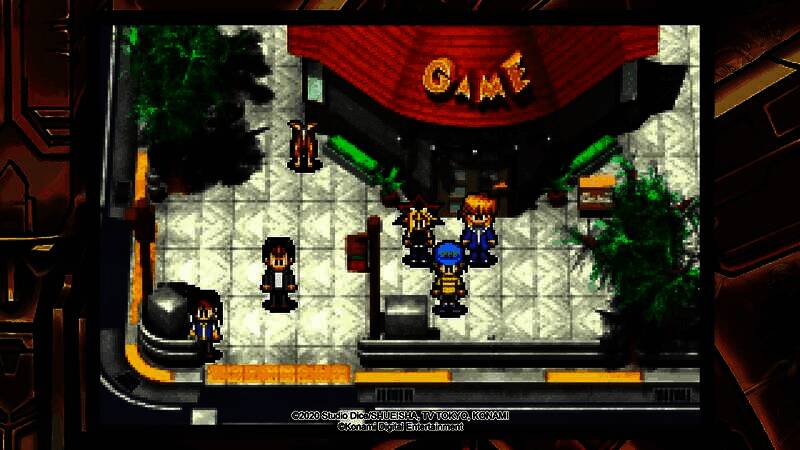 游戏中角色在像素风格场景下进行决斗，屏幕显示经典回合制界面与卡牌召唤动画