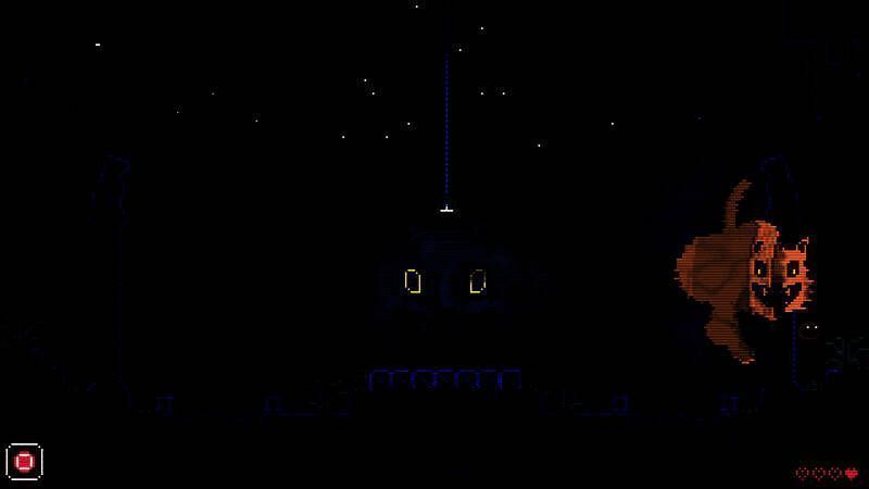 玩家操控小人穿越布满发光苔藓的地下洞窟，背景有巨大藤蔓缠绕石壁