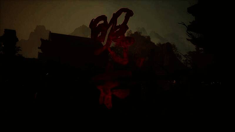 空中俯瞰视角，整座城市被浓雾笼罩，零星火光闪烁