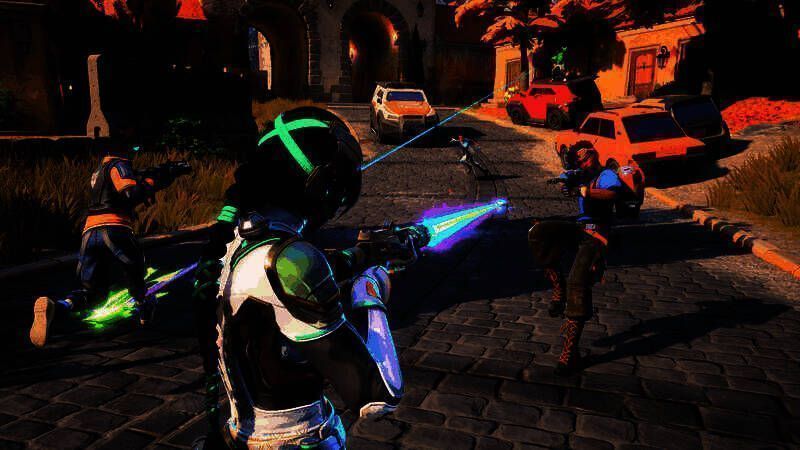 《Ethos计划》游戏主视觉图，展示多位风格迥异的英雄角色并肩作战，背景为未来都市废墟，充满科幻战斗氛围