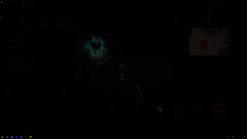 火云子立于沙丘之上，周身环绕火焰能量，身后三名小怪护卫阵型