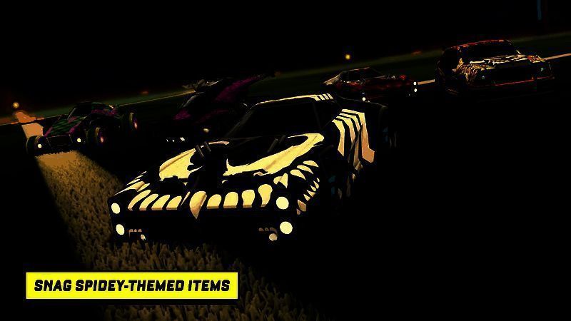 游戏内商店界面展示蜘蛛侠主题捆绑包内容，包括车辆外观与特效预览