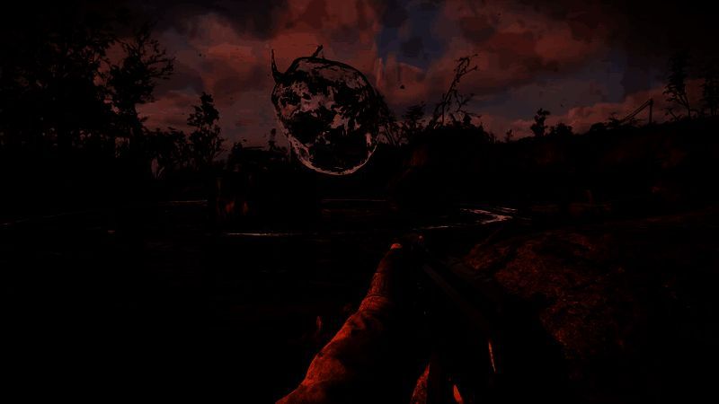 《潜行者2》战斗画面截图，角色在辐射区与变异生物激烈交火，环境细节丰富