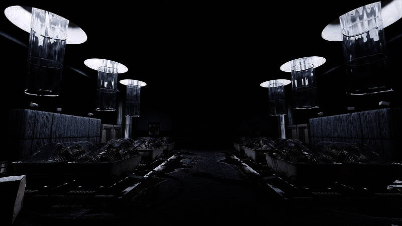 主角与一名女性角色在昏暗房间对视，背景模糊且充满裂痕，象征关系的破裂与记忆的不确定性