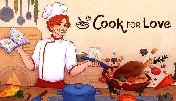 《为爱烹饪》游戏主视觉图，主角克莱门特站在巴黎街角的小餐馆前，背景是黄昏下的城市剪影，氛围温馨