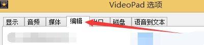 VideoPad选项窗口上方标签页，‘编辑’选项卡处于高亮选中状态