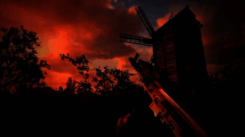 地下实验室内部场景，布满锈蚀管道与闪烁的红色警报灯，空气中漂浮着微弱电弧