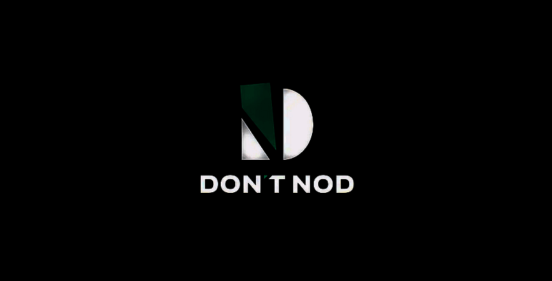 Don’t Nod公司总部外观与LOGO，背景为现代办公建筑群