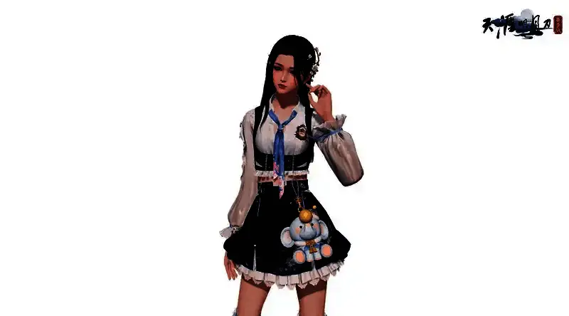 腰饰【岁岁安】三维展示，一对玉质小象依偎在一起，雕工细腻，寓意平安顺遂