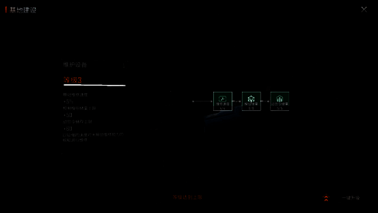 设施升级界面对比图，左侧为旧版单一升级条，右侧为新版带强化项分支的多维升级面板