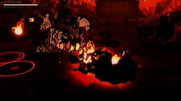 夙璃在复杂地形中穿梭走位，绕着石柱躲避敌人追击并反手释放火球攻击