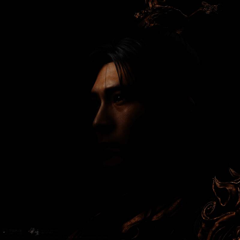 天蓬元帅全身建模展示，手持长柄武器，铠甲细节精致，光影效果逼真