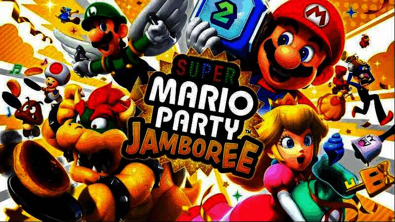 《超级马里奥派对：空前盛会》多人对战画面，多个马里奥角色同屏竞技，表情生动搞笑