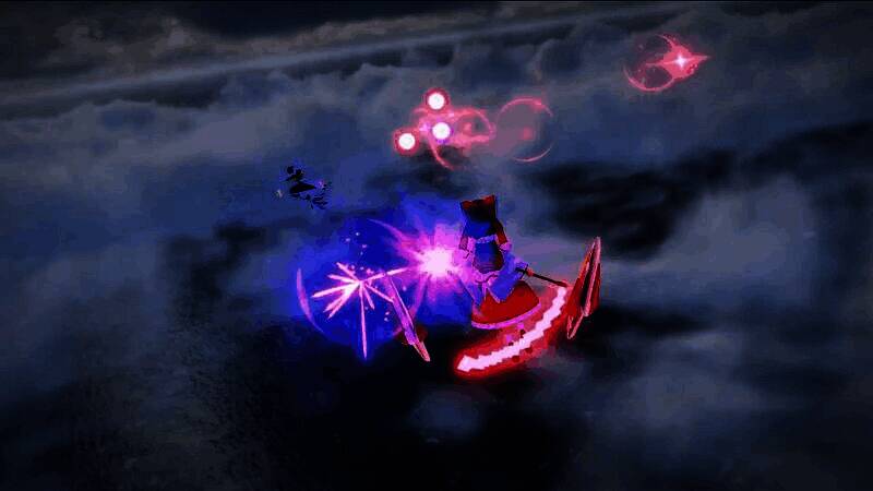 多名东方角色并列站立的剧情对话界面，背景为神社黄昏景象，氛围唯美